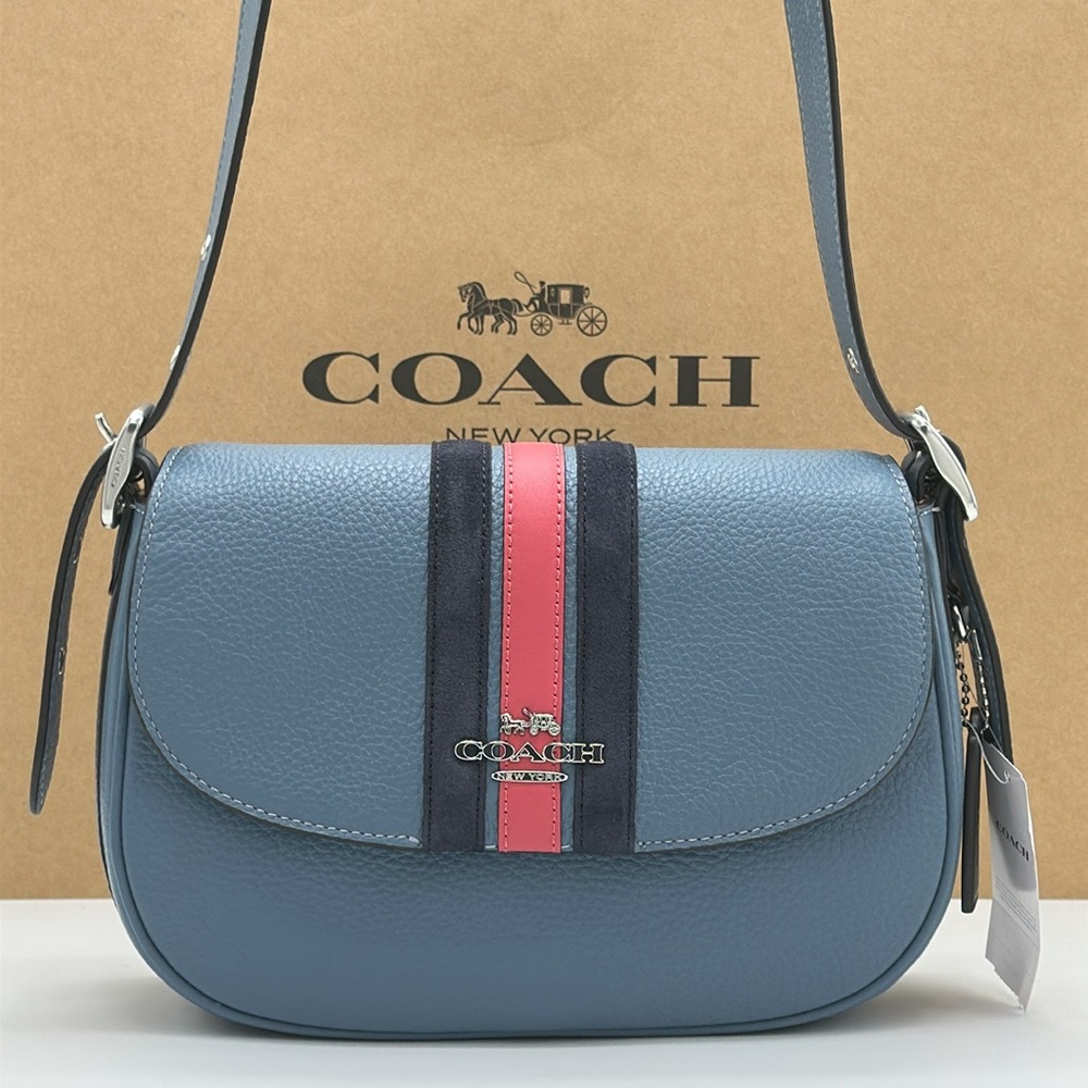 COACH Marie Saddle Bag With Varsity Stripe - Picture 3 of 16